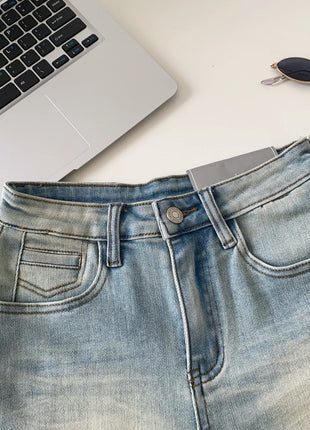 SINGREINY Pantaloncini in denim sfumato da donna, di alta qualità, estetici, casual, comodi, stile americano retrò, basici, da spiaggia