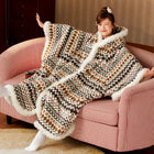 New Cute Blanket Hooded Cloak Coral Velvet Pajamas Women's Autumn Winter Thickened Robe Blanket Multifunctional Thermal Products