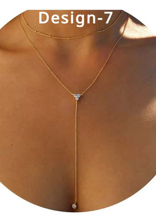 Lariat Gold Necklace for Women Teen Girls Mom, Dainty Long Necklace 14k Gold Plated STAINLESS STEEL Y-Shaped Pendant Necklaces PlatiNum