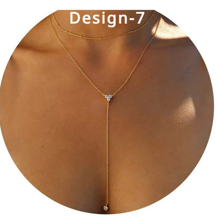 Lariat Gold Necklace for Women Teen Girls Mom, Dainty Long Necklace 14k Gold Plated STAINLESS STEEL Y-Shaped Pendant Necklaces PlatiNum