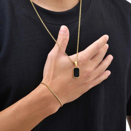 Vnox Set di 2 Pezzi Collana con Ciondolo e Bracciale da Uomo, Set di Gioielli in Acciaio Inossidabile Colore Nero Oro Argento, Regali di Gioielleria alla Moda platinumshop
