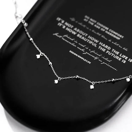 925 Sterling Silver Neck Chain Tassels Round Necklaces Women Jewelry Exquisite Elegant Aesthetic Charms Accessories Argent 925 PlatiNum