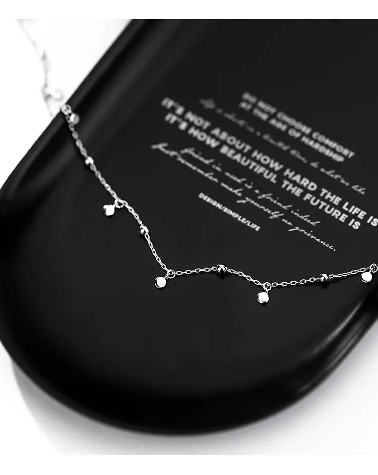925 Sterling Silver Neck Chain Tassels Round Necklaces Women Jewelry Exquisite Elegant Aesthetic Charms Accessories Argent 925 PlatiNum
