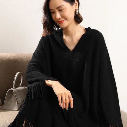 Women's Tassels Long Skirts Autumn Winter 100% Cashmere Knitwear Soft Warm Retro Casual Clothing Versatile Hide Fat Make Slim PlatiNum