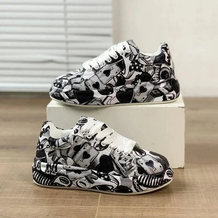 Customizable Thick-soled Increased Women's Sports Shoes Women Women's Hand-painted Graffiti White Shoes Outdoor Casual Shoes