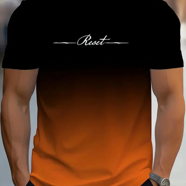 T-shirt stampata 3D con lettera di ripristino sfumato da uomo Estate Sport casual all'aria aperta Top a maniche corte ad asciugatura rapida Abbigliamento uomo taglie forti