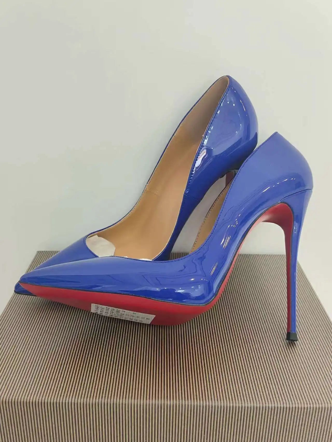 Sizes 48 Classic Style Women Patent Pointed Toe Slip On 12cm High Heel Shoes Elegant Ladies Plain Stiletto Pumps Black Red White