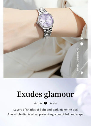 OLEVS 5628 Orologio al quarzo da donna Orologio da polso impermeabile luminoso in acciaio inossidabile con scala di diamanti e funzione data platinumshop