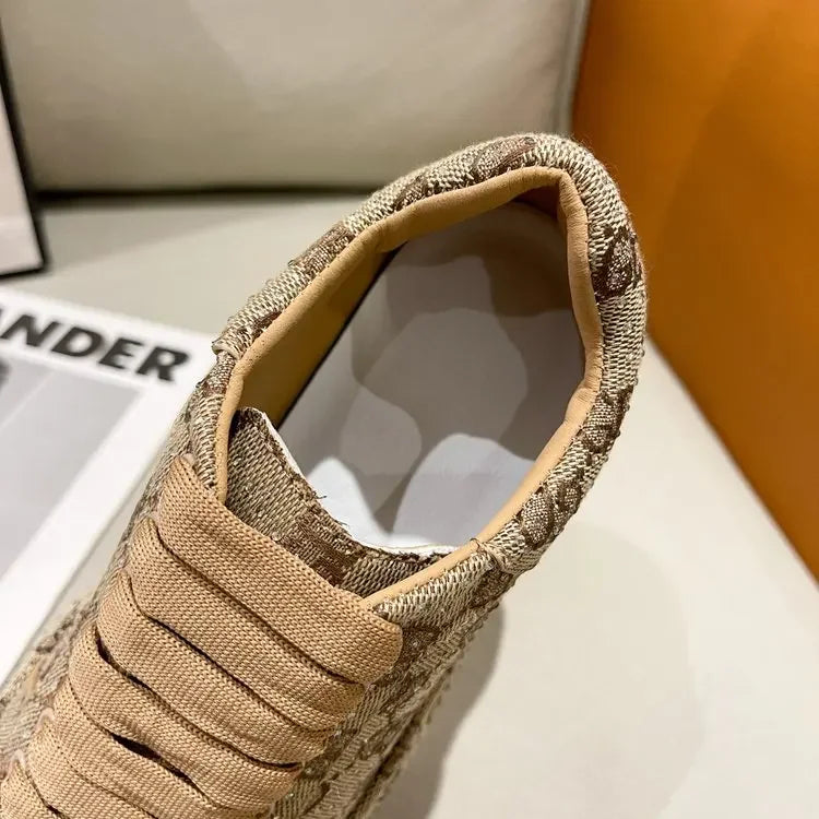 Spring 2025 New Khaki Crystal Women's Sneakers Fashion Versatile Casual Ladies Party Shiny Female Shoes