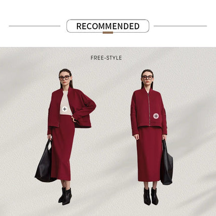 AMII Women's Skirt 2025 Winter New Minimalist Solid Color Commuter Skirts For Woman Wool Long Versatile Clothing Female 12544047 PlatiNum