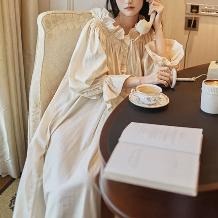 Camicia da notte lunga in cotone stile retrò, pigiama sexy da donna, vestaglia da mattina in stile principessa, loungewear.