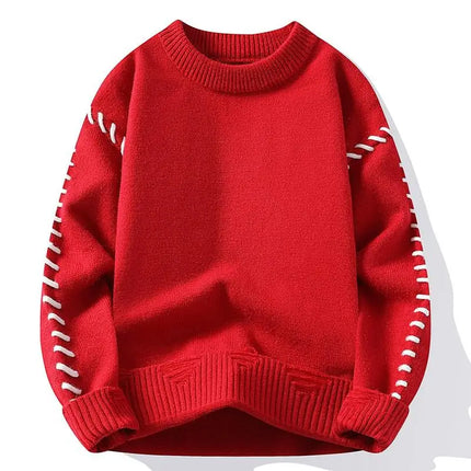 Solid Color Trendy Loose Knit Sweater With Coarse Yarn Weaving Pattern For Autumn And Winter Men's Top And Street Pullover