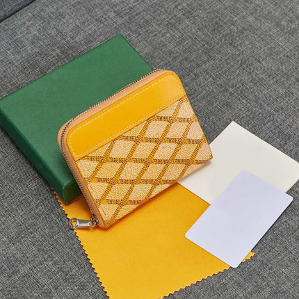 Portafoglio Quadrato Mini in Vera Pelle alla Moda per Uomo e Donna, Chiusura con Cerniera, Portatile, per Carte di Credito e Monete