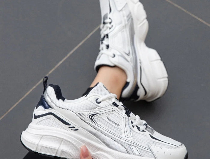 Baasploa Women Running Shoes Lightweight Breathable Sport Shoes Female Comfort White Casual Sneakers Height Increase Cushioning PlatiNum
