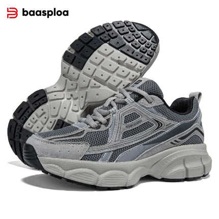 Baasploa Women Running Shoes Lightweight Breathable Sport Shoes Female Comfort White Casual Sneakers Height Increase Cushioning PlatiNum