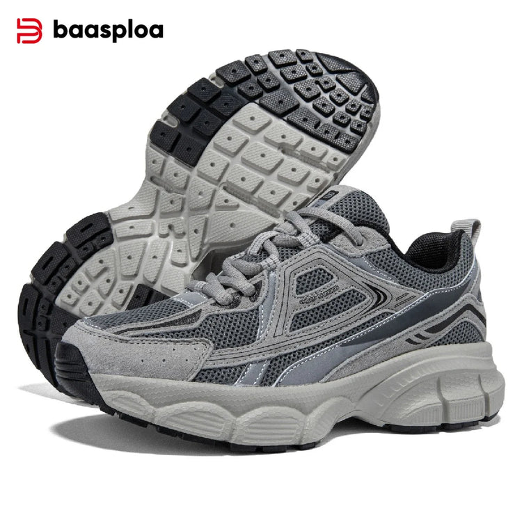 Baasploa Women Running Shoes Lightweight Breathable Sport Shoes Female Comfort White Casual Sneakers Height Increase Cushioning PlatiNum