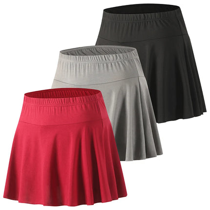1/3-teiliges Set aus Damen-Midirock, einfarbigen Sommerschutzshorts, plissiertem Rock für Sport und Freizeit, modischem Yoga-Rock