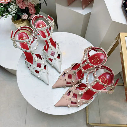 Nuovi Sandali con Tacco Alto e Borchie Primavera/Estate 2026, Sandali a Punta con Tacco Sottile, Scarpe Singole con Borchie platinumshop