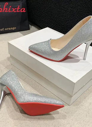 Aphixta Oro Argento Nero Décolleté con tacco alto a spillo da 3,54 pollici Décolleté da donna per tutte le stagioni Scarpe da festa con punta a punta di grandi dimensioni 49 50 platinumshop