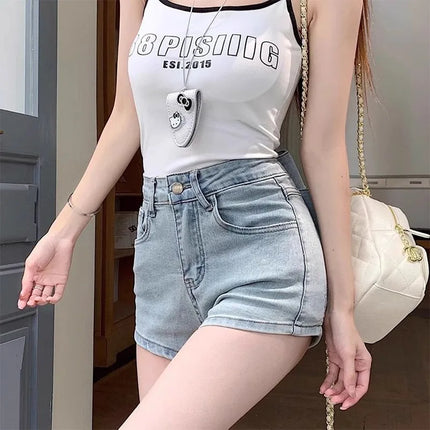 Women's Y2K Sexy Denim Shorts Petite High Waist Hip Lifting Shorts Slim Summer Hot Pants with 3D Bow Personality Detail