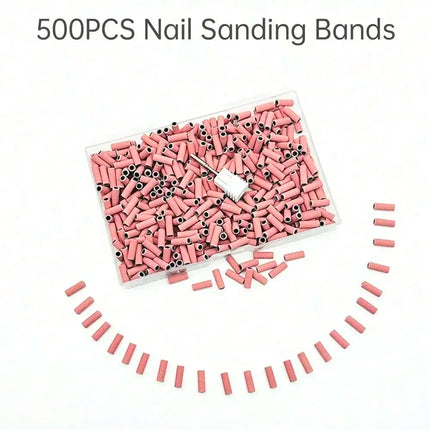 500PCS 3MM Small Mini Nail Sanding Bands With 1PC Spring Mandrel For Nail Drill #180 Grit Nail Sanding Band Bulk For Salons Manicure