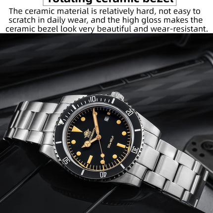 ADDIESDIVE 39mm Men's Analog Quartz Watch Ceramic Bezel K1 Domed Glass 200m Water Resistance C3 Super Luminous  Men's Dive Watch