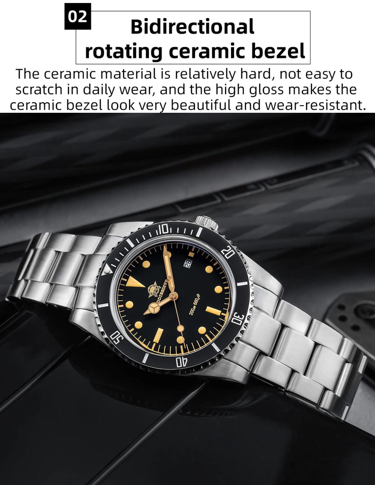 ADDIESDIVE 39mm Men's Analog Quartz Watch Ceramic Bezel K1 Domed Glass 200m Water Resistance C3 Super Luminous  Men's Dive Watch