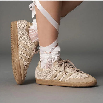 Scarpe sportive classiche casual lavorate a maglia da donna Adidas genuine trifoglio JR9446