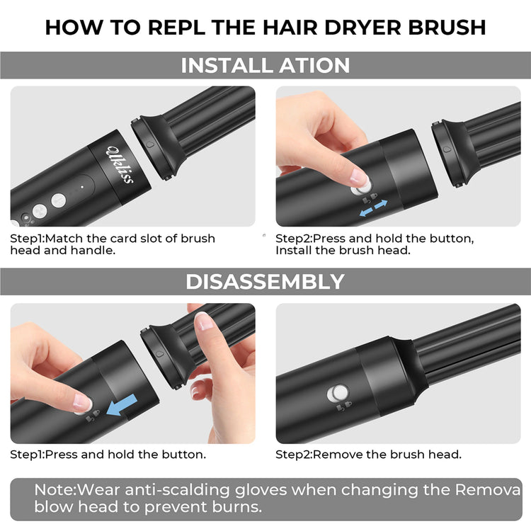UKLISS 7 in 1 Hair Styler & Dryer Set, Round Brush Hair Dryer with Auto Curling and Ion Care
