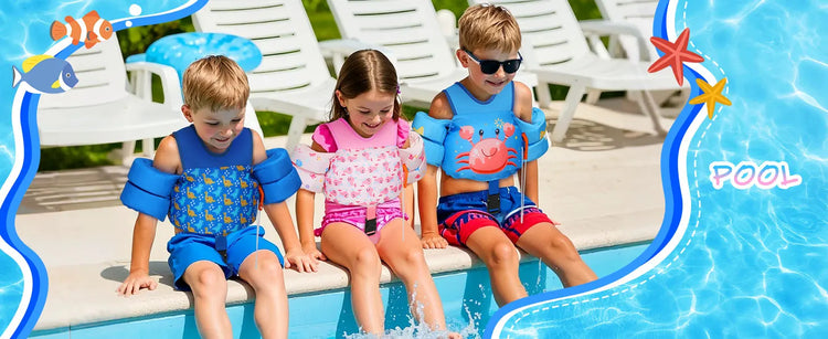 Gilet da bagno per bambini per bambini Floaties per braccioli da nuoto 15-70 libbre Ali d'acqua per nuoto in cartone animato con cinturino sul cavallo Gilet galleggianti per piscina per bambini