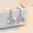 New 925 Sterling Silver 2ct Moissanite Earrings for Women Exquisite Student Girlfriend Wedding Engagement Jewelry Fashion Gift PlatiNum
