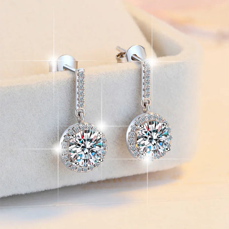 New 925 Sterling Silver 2ct Moissanite Earrings for Women Exquisite Student Girlfriend Wedding Engagement Jewelry Fashion Gift PlatiNum