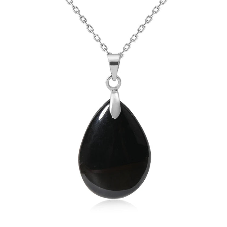 New Fashion Natural Stone Crystal Pendant Teardrop Simple Pendant Necklace Earrings Making Jewelry With Chain collar PlatiNum