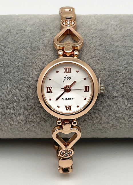 Orologio da polso da donna Orologio da polso di lusso da donna in argento rosa oro squisito con strass Orologio Relogio al quarzo femminile alla moda semplice