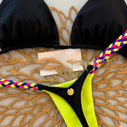 2026 Nuovo Sexy Micro Bikini Brasiliano da Donna, Set Bikini Halter con Perizoma, Costume da Bagno per Feste e Spiaggia PlatiNum