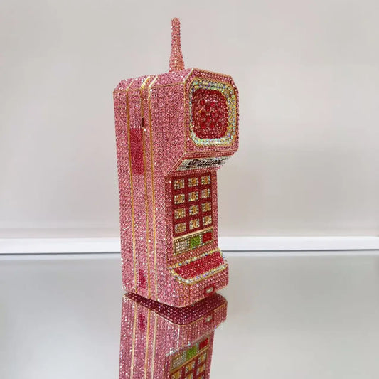 XIYUAN 2025 Cristalli a forma di cellulare Borse da sera Donna Splendidi strass bling Pochette Borse di classe Borsa per festa di nozze