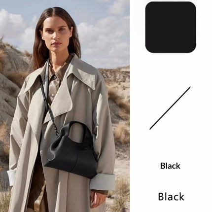 Borsa a Tracolla Cloud Dumpling da Donna, Borsa a Spalla Minimalista di Lusso in Vera Pelle Composita di Vacchetta, Piccola Dimensione