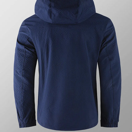 New Men's Trend Fashion Casual Windproof Waterproof Soft Shell Warm Coat Outdoor Sports Jogging Multi-Function Hooded Jacket