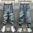 Blue Denim Jeans Loose Harem Pants Elastic Waist Cuffs Casual Spring Autumn Luxury Clothing Men korean 2024 New Men's Fashion PlatiNum
