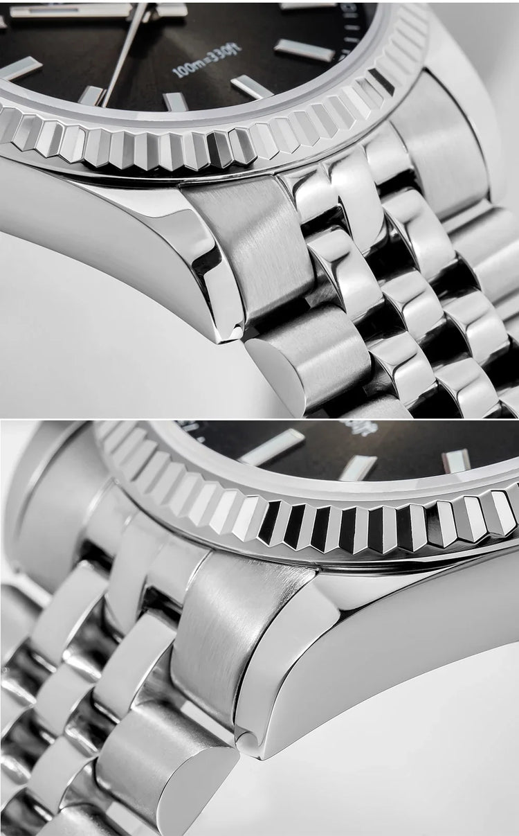 ADDIESDIVE 36mm Men Watch AD2073 BGW9 Luminous Jubilee Strap 10Bar Waterproof Sapphire Glass VH31 Movement Quartz Watches Reloj