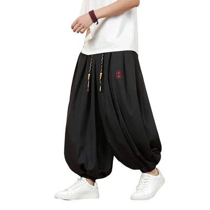 Pantaloni Estivi da Uomo in Seta Ghiaccio Sottile Traspirante, Pantaloni alla Moda a Lanterna, Casual, Comodi, a Gamba Larga, Taglie Forti fino alla 8XL