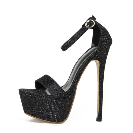 Liyke Model Catwalk Sequined Platform Sandals For Women Sexy Open Toe Party Nachtclub Stripper Heels Pole Dance Shoes Size 34-46 PlatiNum