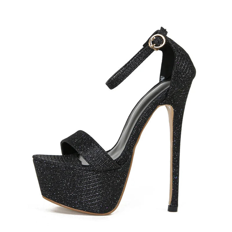 Liyke Model Catwalk Sequined Platform Sandals For Women Sexy Open Toe Party Nachtclub Stripper Heels Pole Dance Shoes Size 34-46 PlatiNum