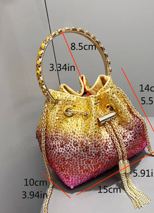 Handle Rhinestones Evening clutch Bag Purses and handbag luxury Designer shoulder bag Shiny Crystal Clutch purse bucket bag PlatiNum