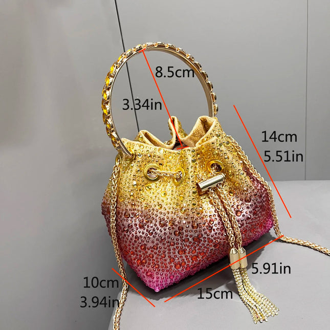 Handle Rhinestones Evening clutch Bag Purses and handbag luxury Designer shoulder bag Shiny Crystal Clutch purse bucket bag PlatiNum