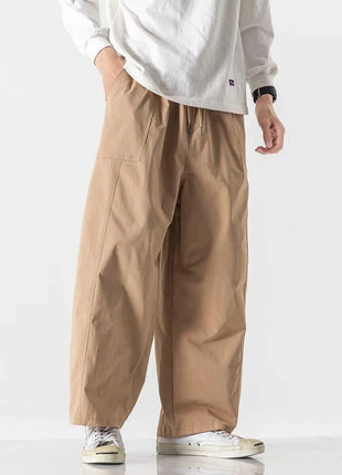 Pantaloni estivi da uomo a gamba larga Pantaloni moda casual solidi leggeri e sottili Harun Pantaloni da jogging larghi da uomo Pantaloni cargo Streetwear Taglie forti 5XL