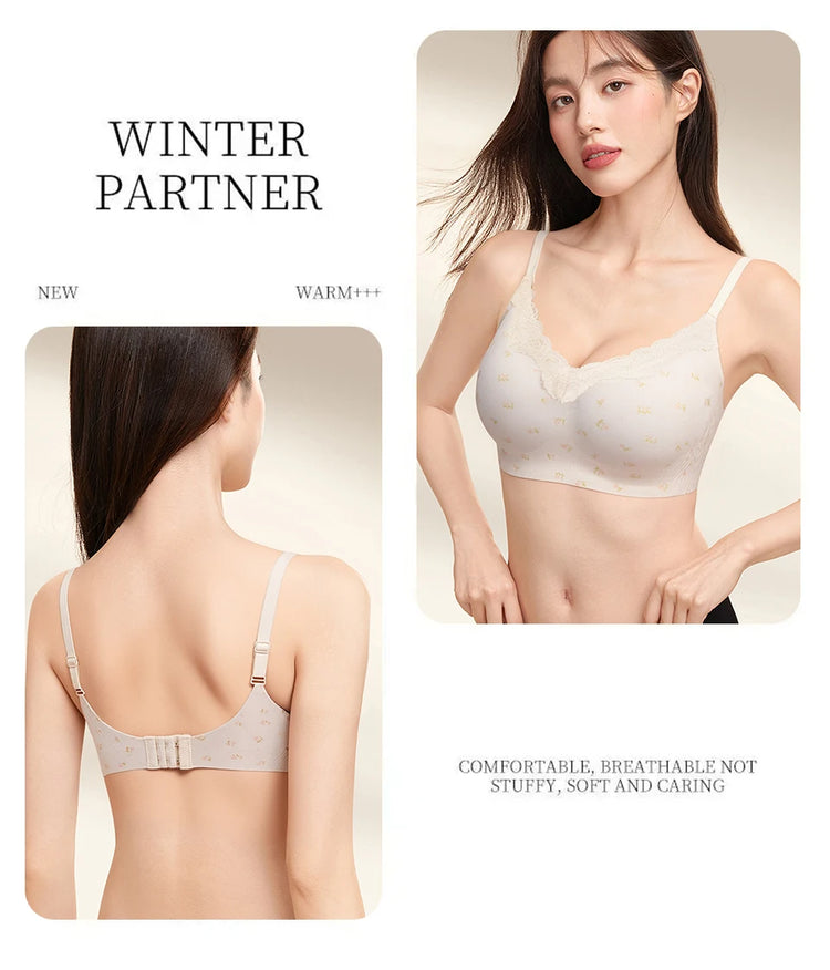 FallSweet French Floral Wireless Push Up Bra for Women Sweet Lace Bralette with Small Breasts Anti-sagging Brassiere Lingerie