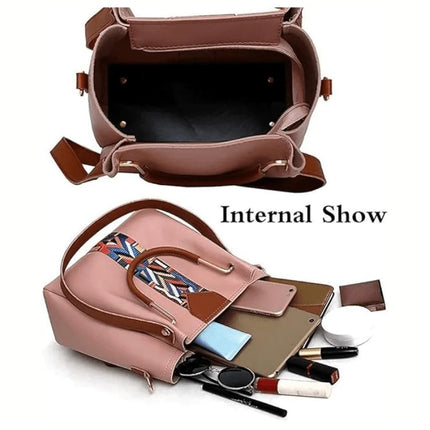 Set di 4 Borse da Donna in Pelle PU: Borsa a Tracolla, Borsa a Mano, Pochette e Portacarte
