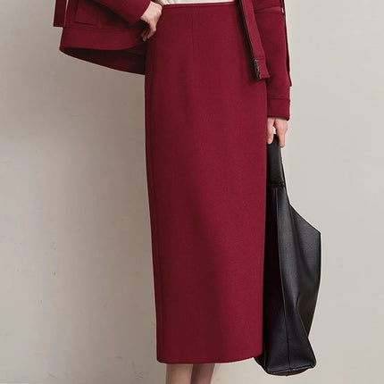 AMII Women's Skirt 2025 Winter New Minimalist Solid Color Commuter Skirts For Woman Wool Long Versatile Clothing Female 12544047 PlatiNum