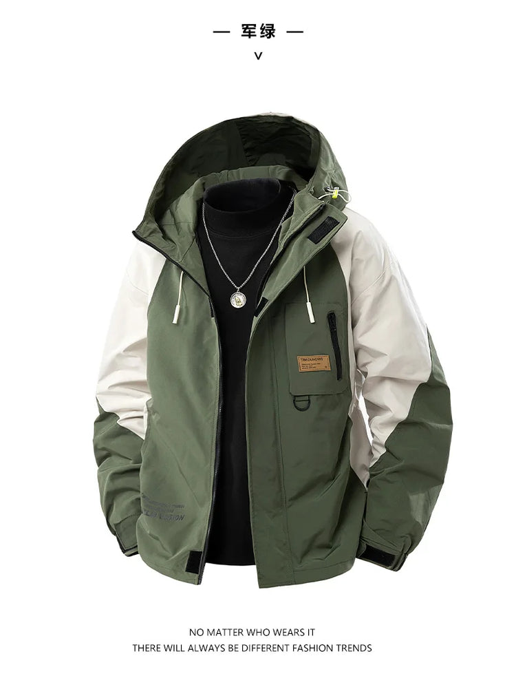 Big Size 9XL Men's Casual Jacket Hooded Windbreaker Male Spring Autumn Outerwear Patchwork Fashion Windproof Oversize Plus Large